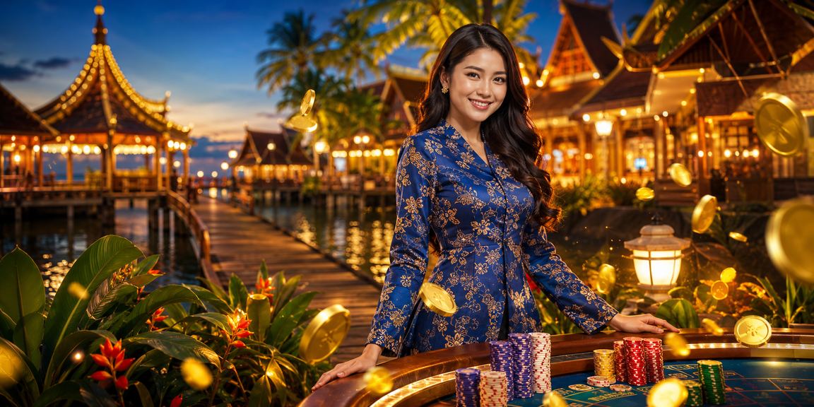 Pemain kasino memakai pakaian tradisional di Sarawak